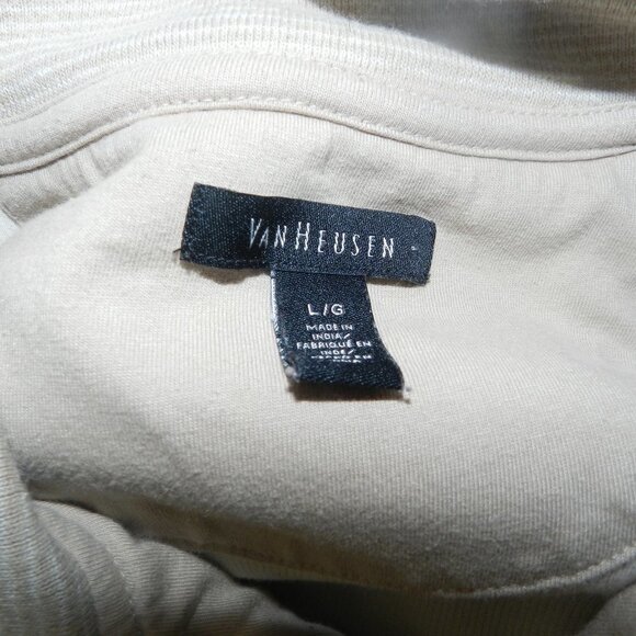 Van Heusen Mens Cream Pull Over Mid Zip Long Sleeve Collard Sweater Size Large - Picture 6 of 6